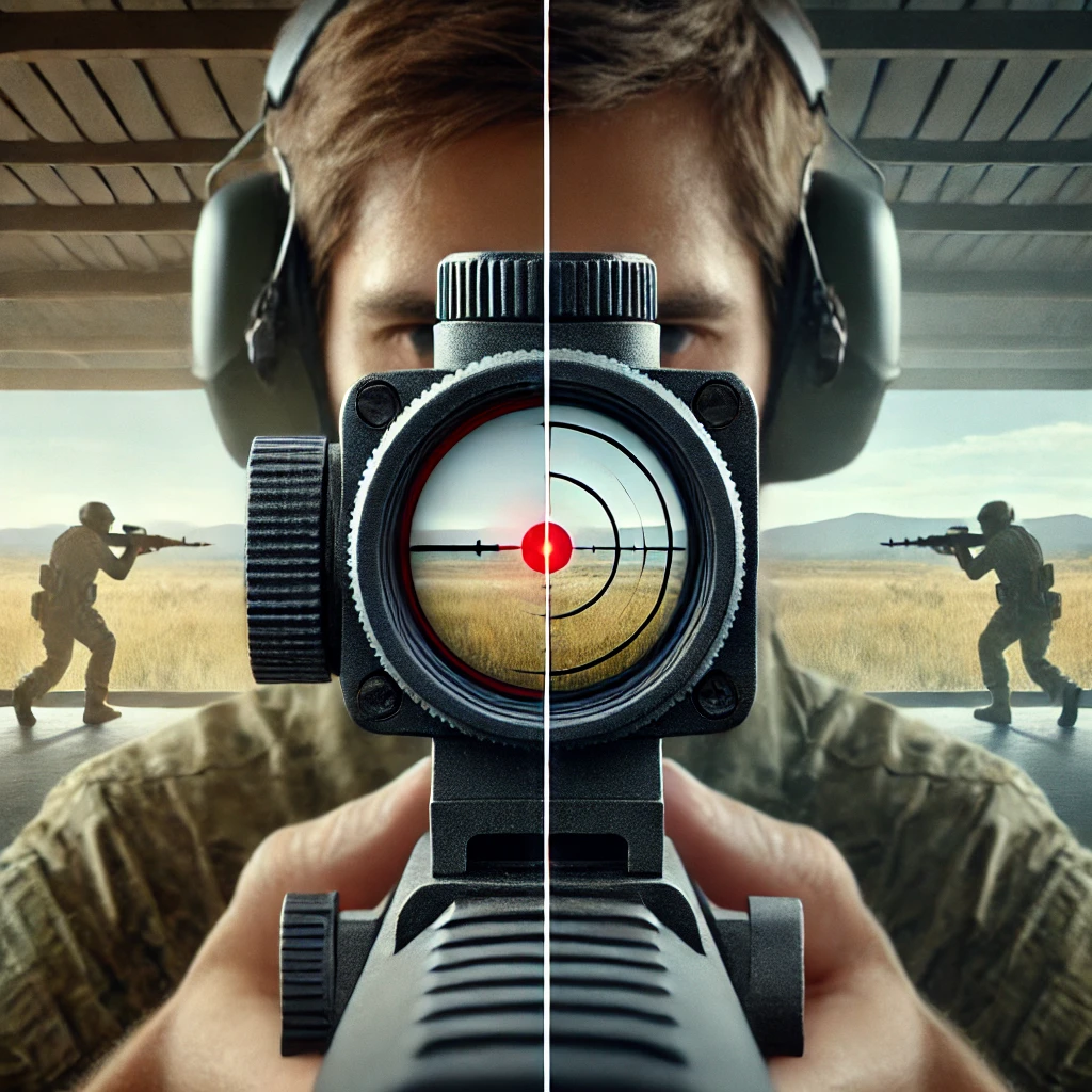 Red dot sights vs holographic sights difference shows by image