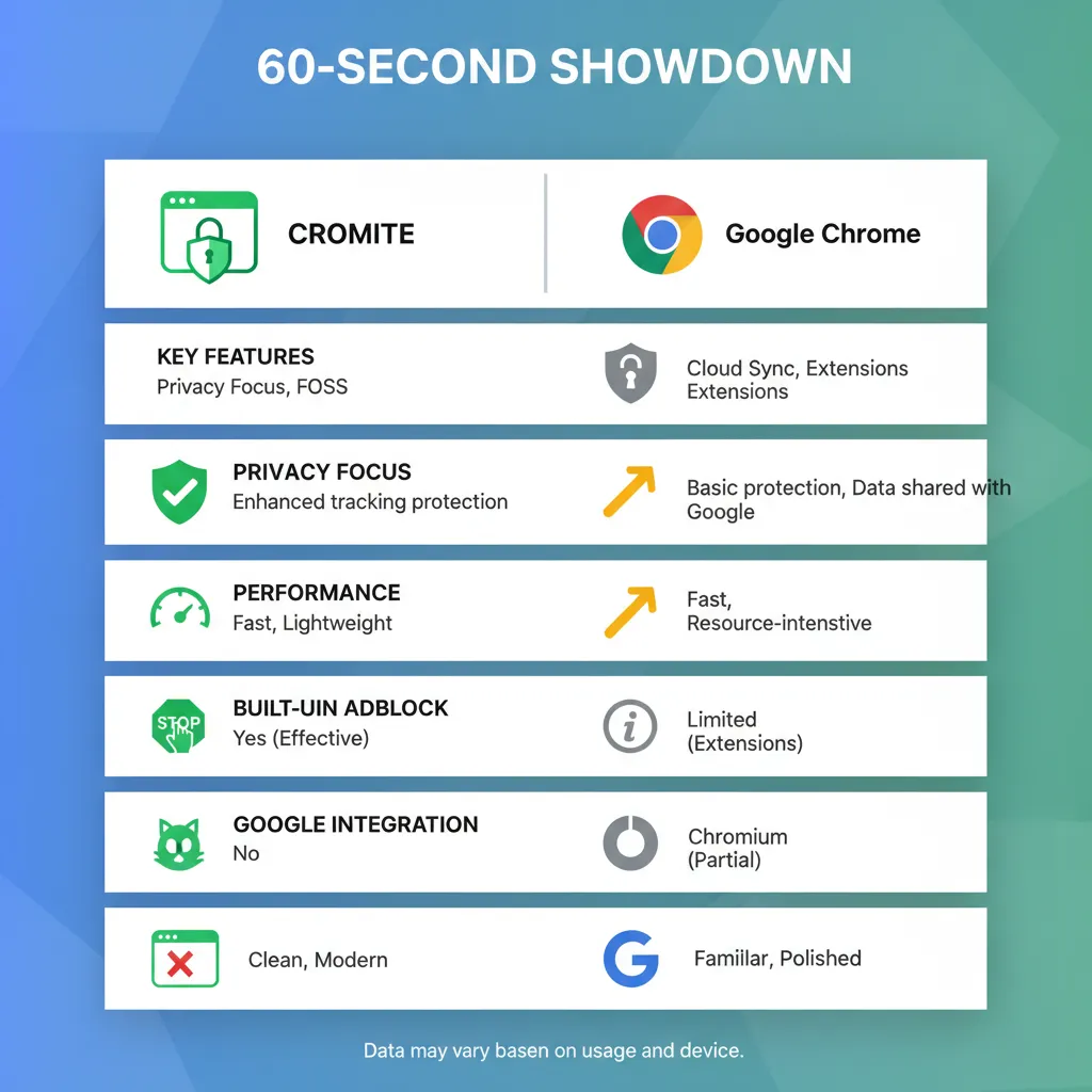 Cromite vs Google Chrome
